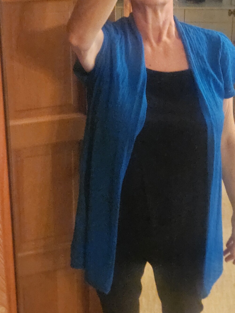 Coldwater Creek Blue Open-Front Short Sleeve Women's Summer Cardigan 1x